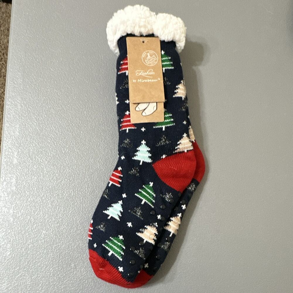 Mirabeau Women’s Thermal Non-Slip Knit Mid-Calf Socks, One Size, Christmas
